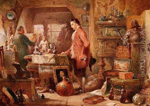 The Antique Shop Oil Painting - Charles Cattermole