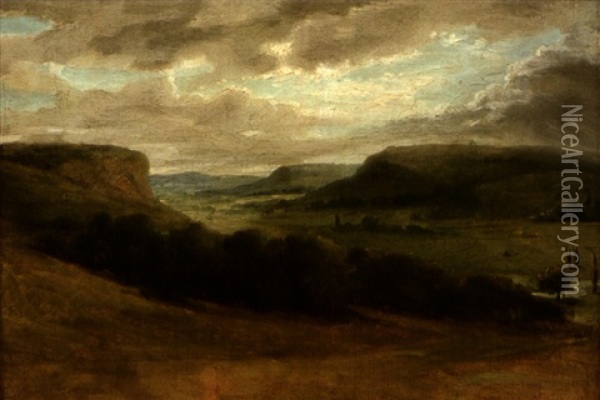 Paysage, Vue De La Vallee De La Loire Oil Painting - Eugene Delacroix
