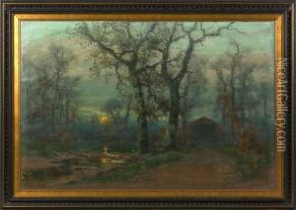Sunset On The Ontelaunee Oil Painting - Christopher H. Shearer