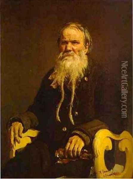 Portrait Of The Narrator Of The Folk Tales V Tschegolionkov 1879 Oil Painting - Ilya Efimovich Efimovich Repin