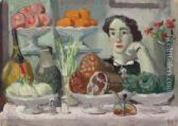 Femme Avec Fruits Oil Painting - Alexander Evgenievich Yakovlev