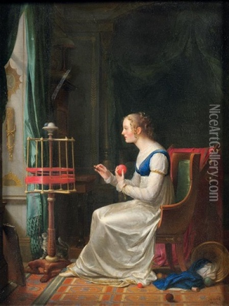 La Fileuse Oil Painting - Jean Antoine Laurent
