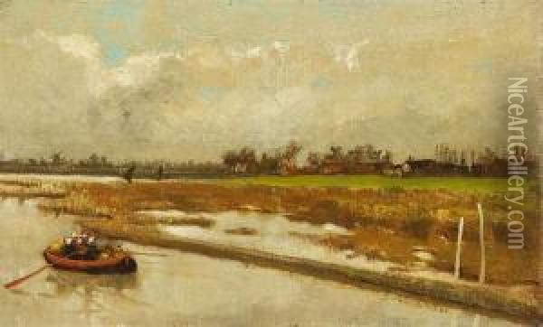 Marskyground, Dordrecht. Auf Dem Wasser Ruderboot Mit Hollanderinnen Oil Painting - Hilda Montalba