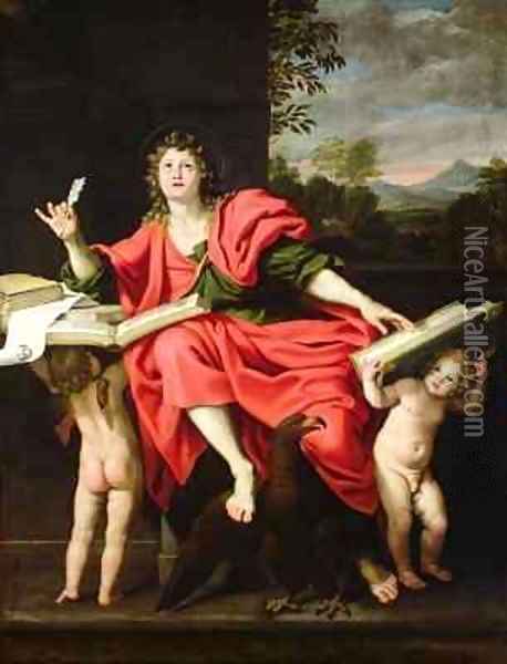 St John the Divine Oil Painting - Domenico Zampieri (Domenichino)