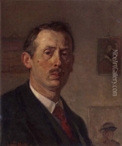 A Selfportrait Of The Artist Oil Painting - Louis Hartz