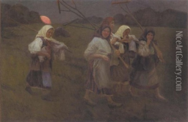 After The Harvest Oil Painting - Feodor Feodorovich Bukholts