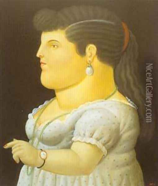 Woman in Profile 1996 Oil Painting - Fernando Botero