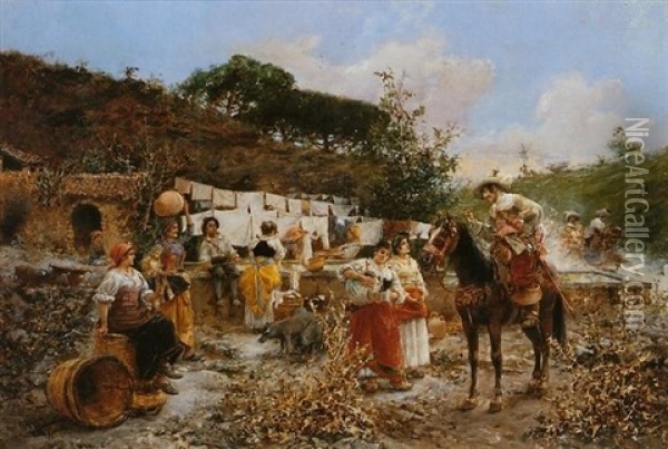 Lavanderas (washerwomen) Oil Painting - Vicente March y Marco