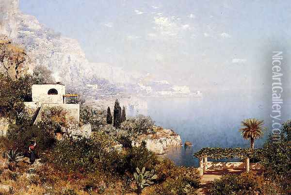 Off The Amalfi Coast Oil Painting - Edmund Berninger