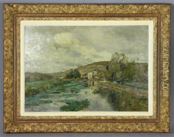 Flusslandschaft Oil Painting - Edmond Marie Petitjean