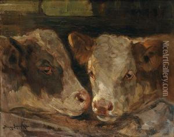Zwei Kuhe Oil Painting - Ernst Christian Specht