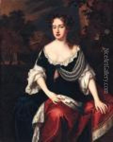 Portrait Of Queen Anne Oil Painting - William Wissing or Wissmig
