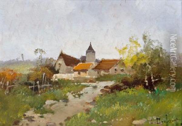 Blick Auf Ein Dorf Oil Painting - Eugene Galien-Laloue