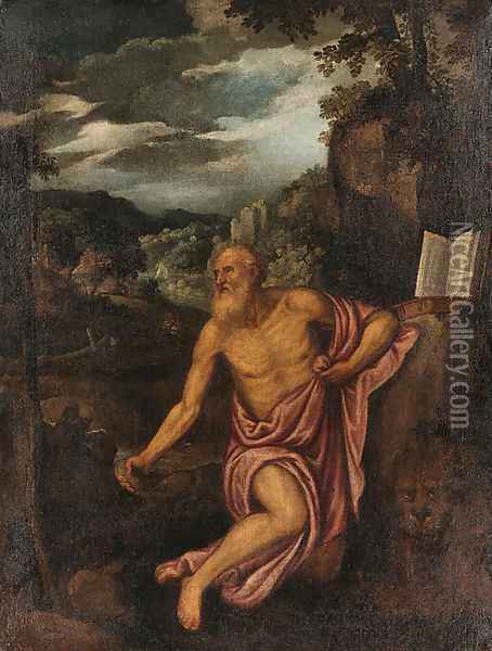Saint Jerome in the Wilderness Oil Painting - Venetian School
