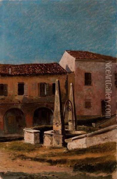 Borgo Oil Painting - Luigi Querena