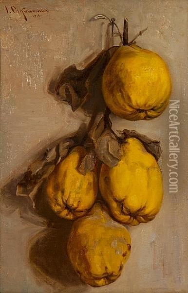 Still Life With Quinces Oil Painting - Ioannis Economou