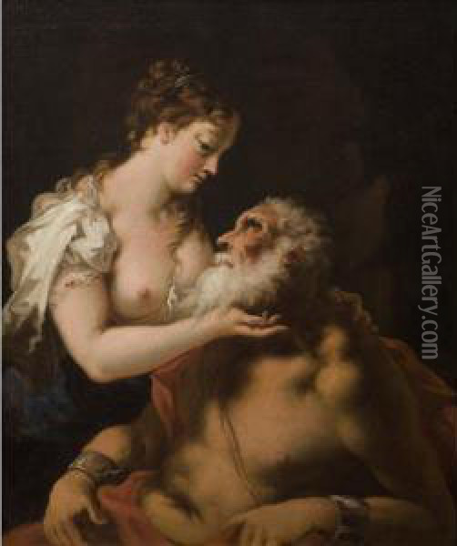 Carita Romana Oil Painting - Giovanni Antonio Pellegrini