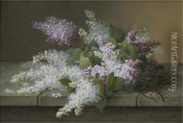 Branch Of Lilacs Oil Painting - Raoul Maucherat de Longpre