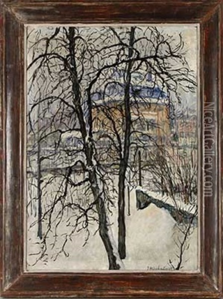 Villa Im Winter Oil Painting - Jakob Nussbaum