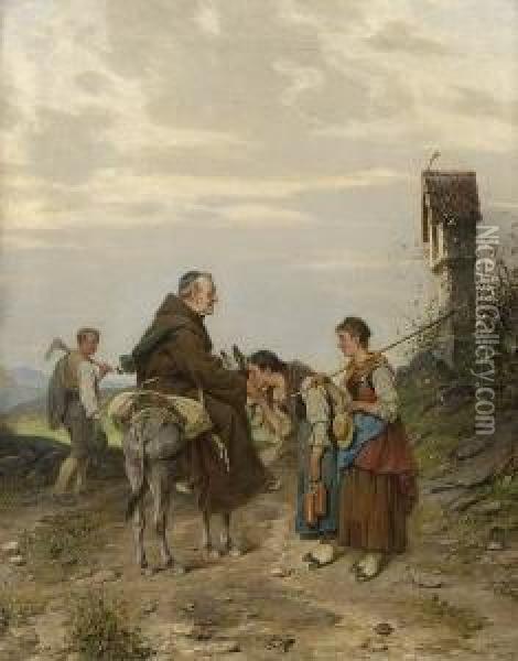 Begegnung Am Marterl. Oil Painting - Adolf Humborg