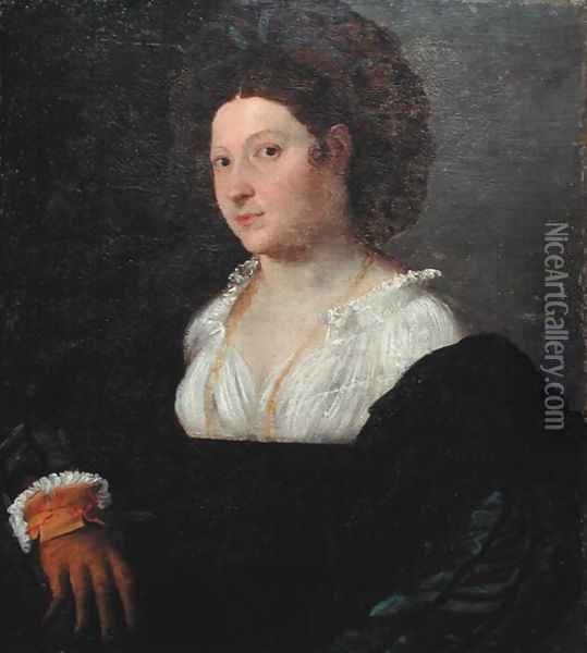 Portrait of a Lady in a Turban, c.1516-18 Oil Painting - Francesco (Il Moro) Torbido