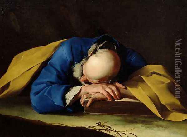 St. Peter or St. Jerome Sleeping, c.1735-39 Oil Painting - Giuseppe Antonio Petrini