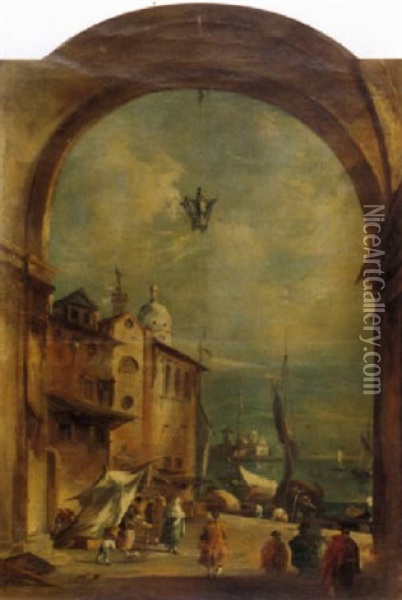 Hafenszene In Venedig Oil Painting - Giacomo Guardi