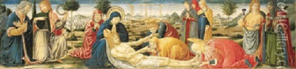The Lamentation Over The Dead Christ Oil Painting - Benozzo (Alessio de Lese di Sandro) Gozzoli