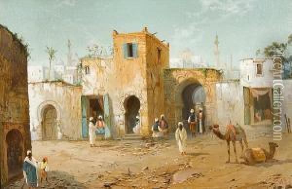 Street Scene, Rabat, Morocco Oil Painting - Henry Stanton Lynton