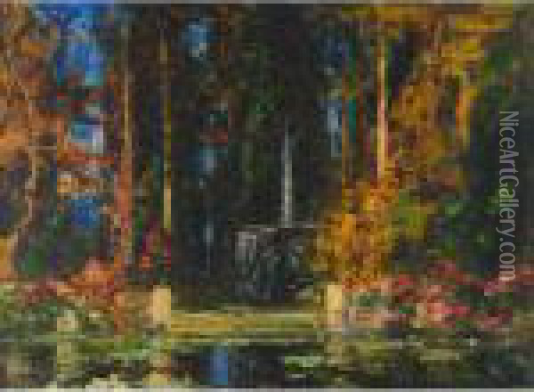 Garden Of The Fountain Oil Painting - Thomas E. Mostyn