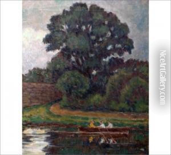 Rowers Oil Painting - Alfred William Finch