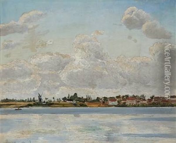 Coastal Scene From Skaelskor, Denmark Oil Painting - Viggo Pedersen