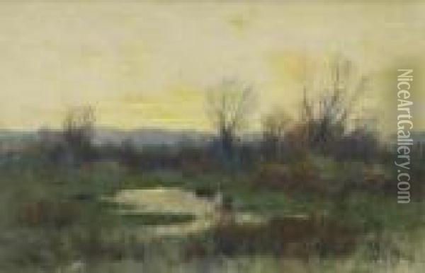 ''dusk Near Denver, Colo.'' Oil Painting - Charles Partridge Adams
