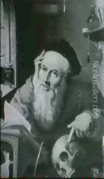 The Meditation Of Saint Jerome Oil Painting - Joos Van Cleve