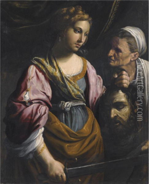 Judith With The Head Of Holofernes Oil Painting - Giovanni Francesco Guerrieri