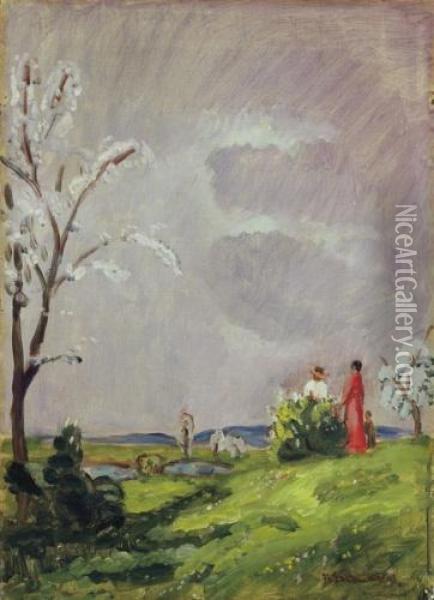 Spring, 1910s Oil Painting - Bela Ivanyi Grunwald
