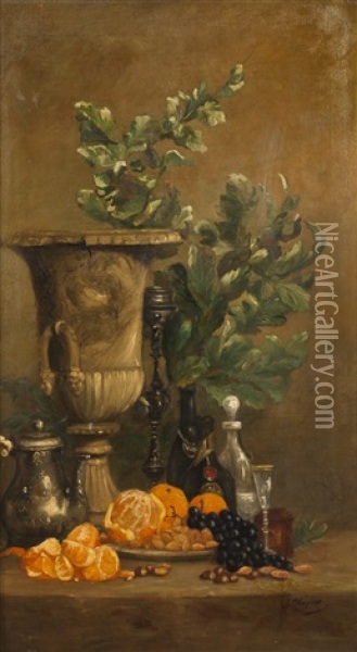 Nature Morte Au Vase Medicis Oil Painting - Jules-Charles Choquet