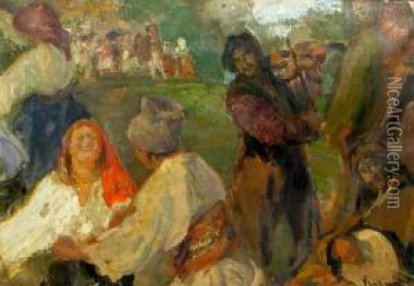 Village Party Oil Painting - Arthur Langley Vernon