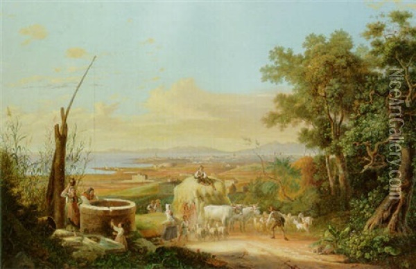 After The Harvest Oil Painting - Pietro Della Valle