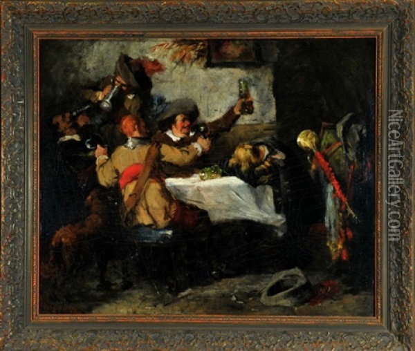 Trinkgelage Der Musketiere Oil Painting - Max Corregio