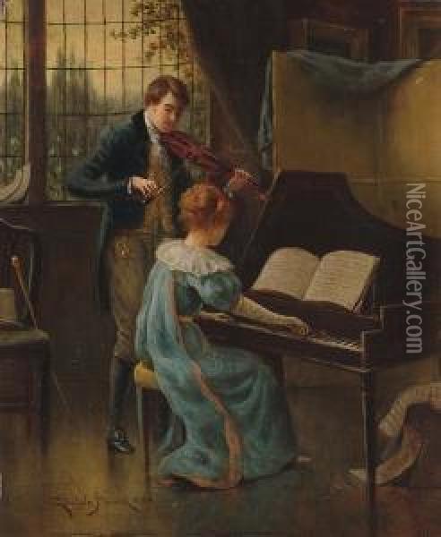 A Musical Recital Oil Painting - Henry Childe Pocock
