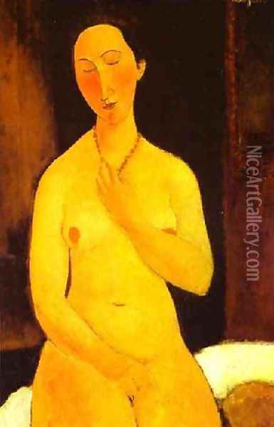 Seated Nude With Necklace Oil Painting - Amedeo Modigliani