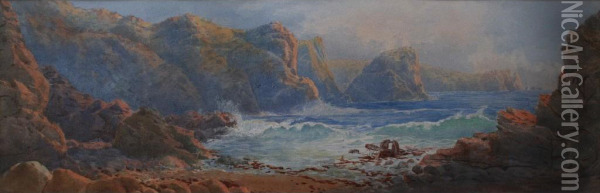 Kynance Cove And Lizard Point Oil Painting - Frederick William Jackson