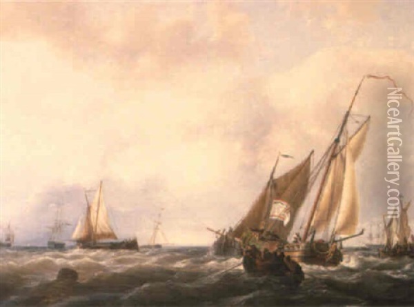 A Dutch Royal State Yacht Oil Painting - Casparus Johannes Morel
