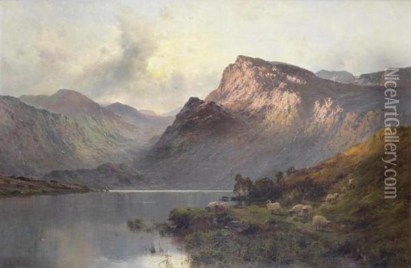 A Perthshire Loch Oil Painting - Alfred de Breanski