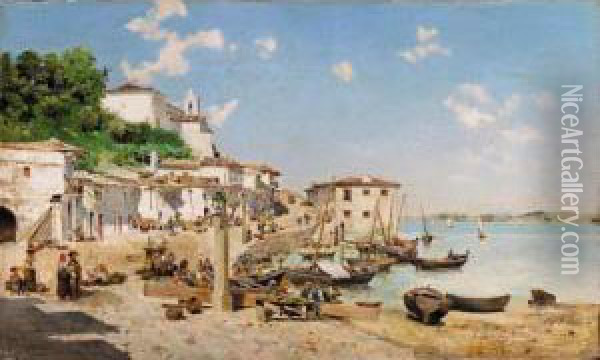 El Puerto De Vigo (vigo Harbour) Oil Painting - Emilio Sanchez-Perrier