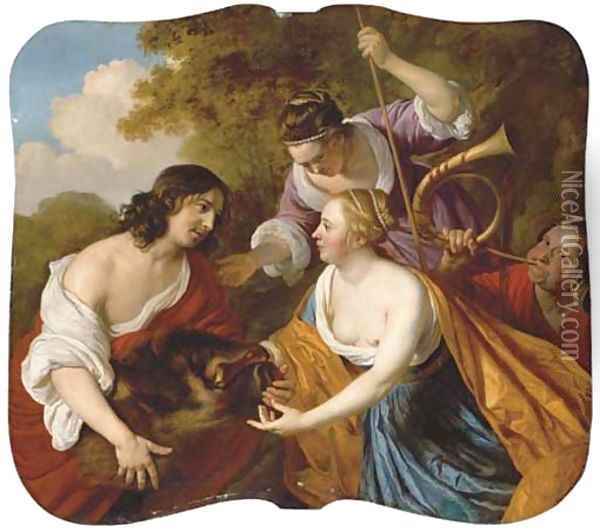 Meleager and Atalanta Oil Painting - Jacob van Loo