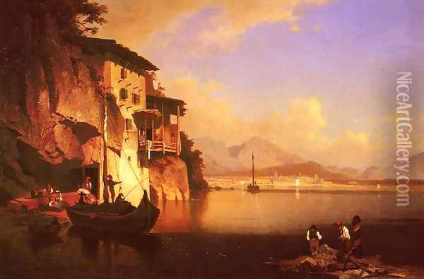 Motio Du Lac Du Garda (Motion of the Garda Lake) Oil Painting - Franz Richard Unterberger