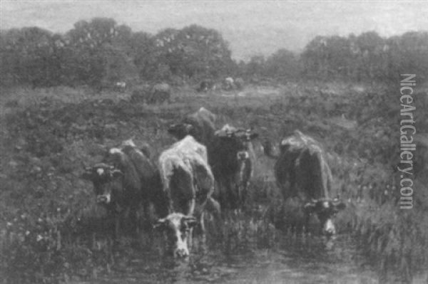 Cows At The River Oil Painting - George Arthur Hays