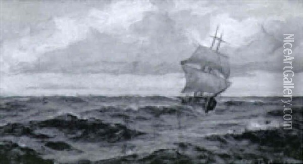 Segelschiff Auf Hoher See Oil Painting - William De Goumois